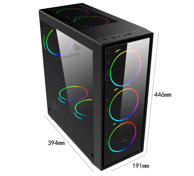 Vỏ Case máy tính gaming Forgame Mirage 2000 mặt kính cường lực (chưa có Fan)