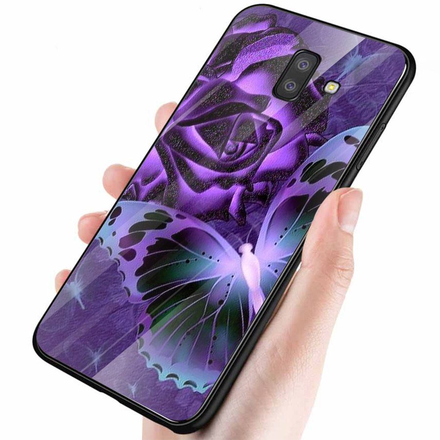 Ốp kính cường lực cho điện thoại Samsung Galaxy J8 - bướm đẹp MS BUOMD007