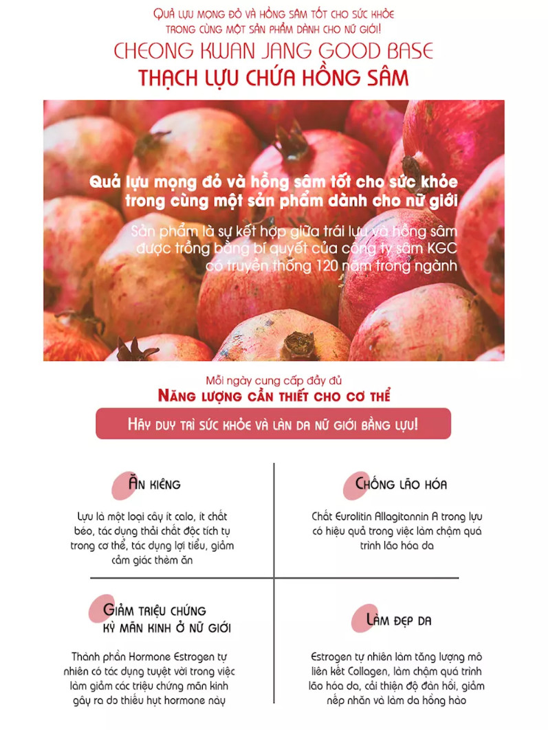 Nước Hồng Sâm Hàn Quốc Goodbase Lựu Đỏ (10ml x 10 gói)