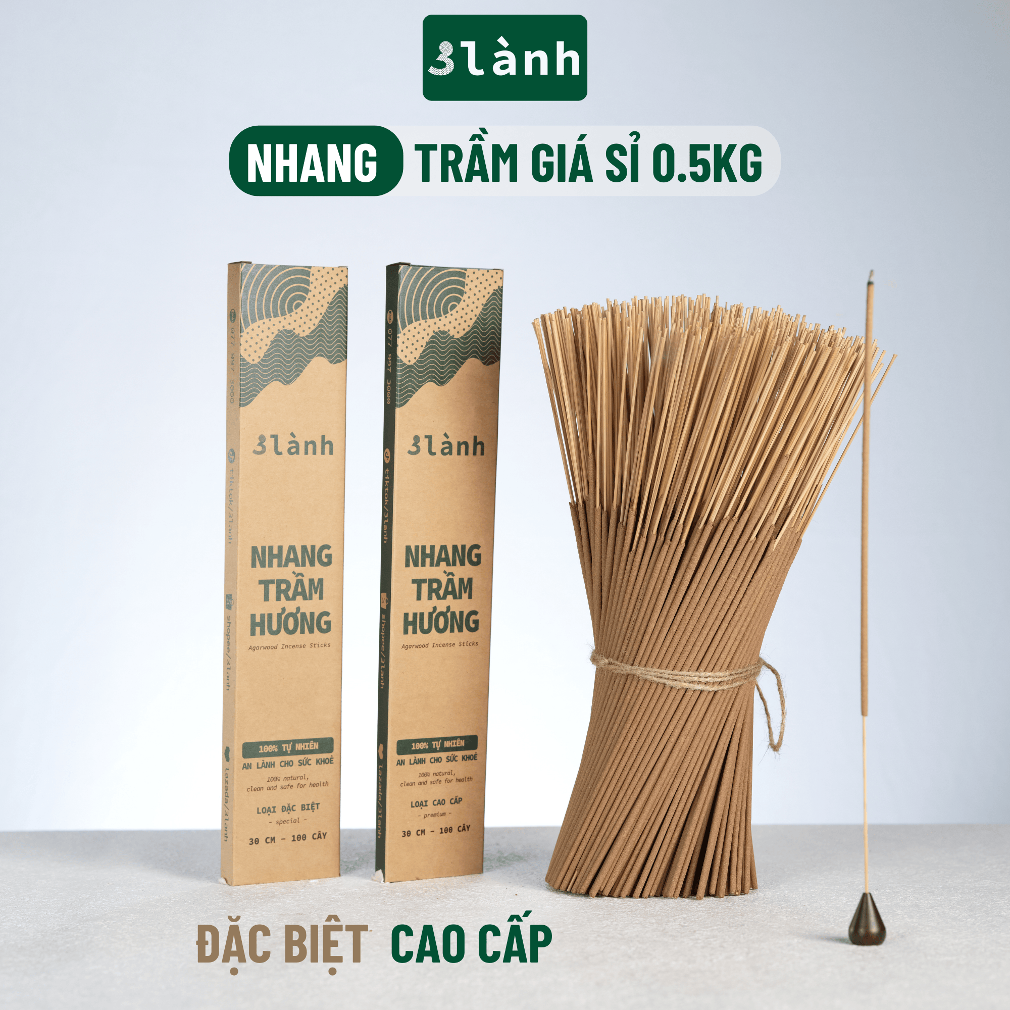 Nhang Trầm Hương Sạch Đặc Biệt Cao Cấp Sỉ 0.5-1kg Dài 23-30-40cm,  3 Lành Tự Nhiên 100% Không Hóa Chất 7-15 Năm Thờ Cúng Xông Nhà
