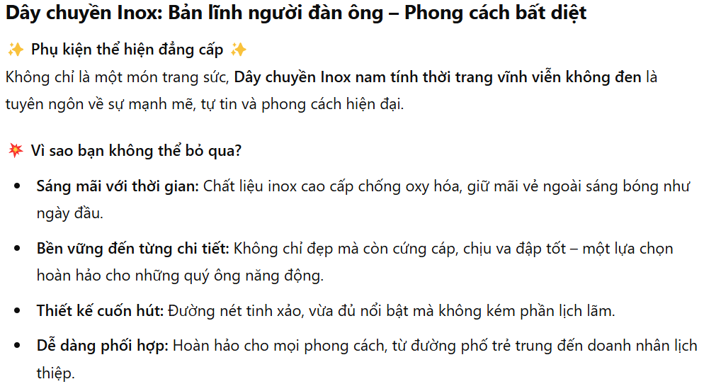 Dây chuyền nam - vĩnh viễn không đen
