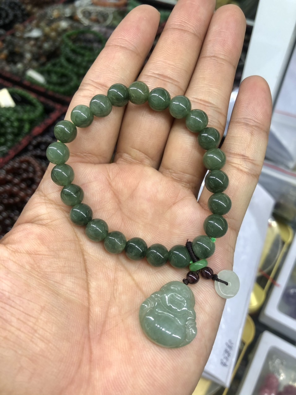 Vòng đeo tay, lắc tay phong thủy mix phụ kiện đá ngọc Jade