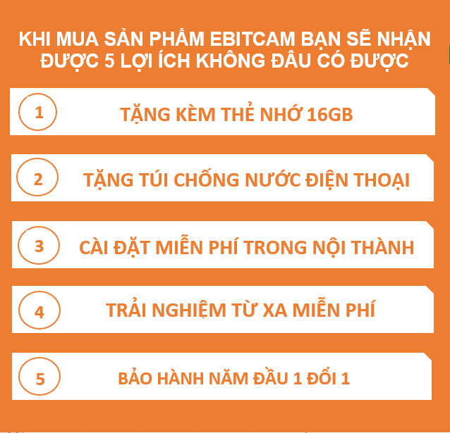 Camera IP Wifi Ebitcam E2 1MP tặng kèm thẻ nhớ 16GB - Hàng chính hãng