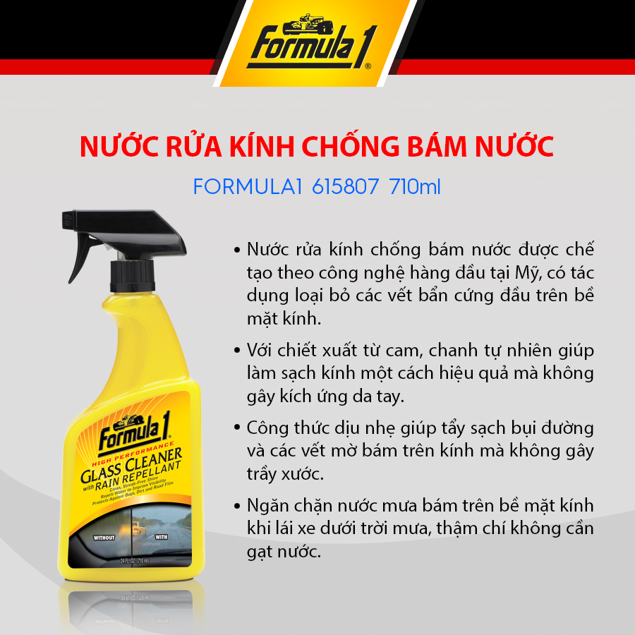 Nước rửa kính chống bám nước FORMULA 1 615807 710ml 2