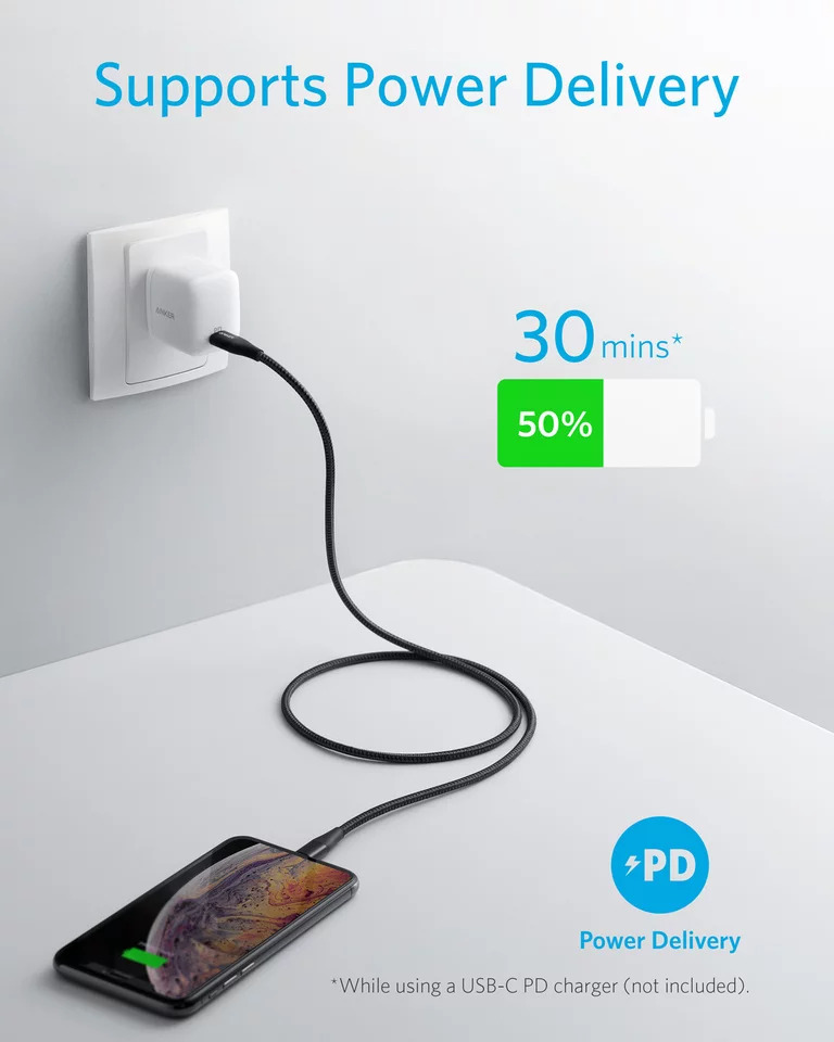 Dây Cáp Sạc USB - Type C To Lightning Chuẩn MFi Cho iPhone Anker PowerLine+ II 0.9m - A8652 - Hàng Chính Hãng