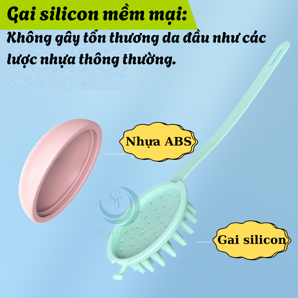 Lược Gội Đầu Massage Da Đầu Silicon- Bàn Chải Gội Đầu Thông Minh 3 trong 1- Lược Silicon Massage Tạo Bọt Gội Đầu- Cọ Gội Đầu Thư Giãn Da Đầu- Lược Gội Tạo Bọt Đa Năng Cho Tóc & Da
