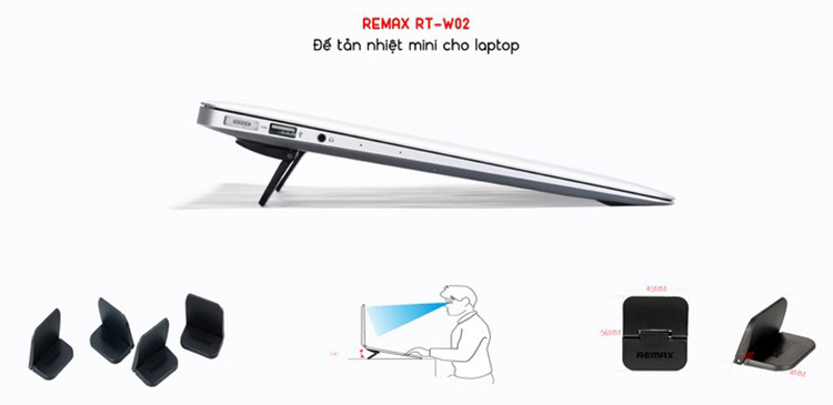 Bộ 2 Đế Tản Nhiệt Mini Cho Laptop Remax RT-W02 (Đen) - Hàng Chính Hãng