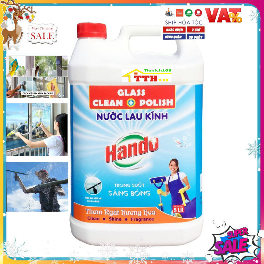 Nước lau kính siêu sạch an toàn Hando 5L hương bạc hà