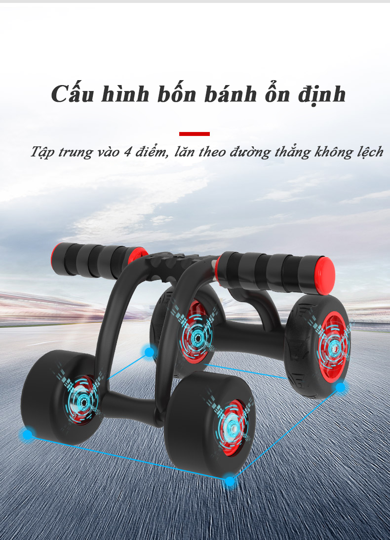 con lăn 4 bánh tập cơ bụng, tập eo cao cấp, tiện lợi khi tập ở nhà, văn phòng topbody 5