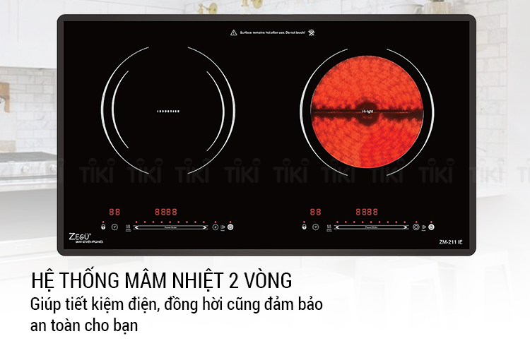 Bếp Đôi Âm Từ - Hồng Ngoại Zegu ZM-211IE (73cm) - Hàng Chính Hãng