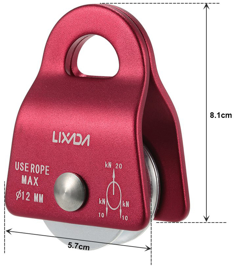 Lixada 20kN Bearing Mobile Micro Pulley Max Rope 1/2in for Rigging Arborist Climbing