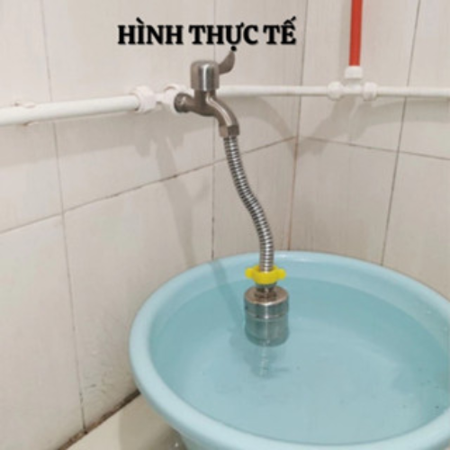 Van Phao Cơ Inox Thông Minh Thế Hệ Mới Tự Động Ngắt Khi Nước Đầy-Kèm Cuộn Su Non