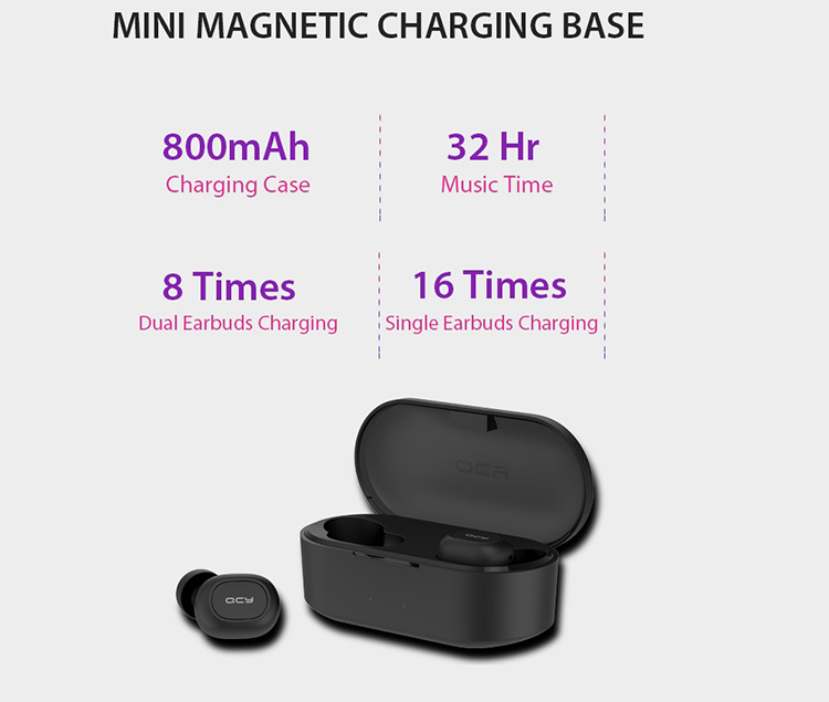 Global Version Xiaomi QCY T2C TWS BT Wireless Earphones with Dual Microphone 800mAh Charging Box Stereo BT Headsets Black