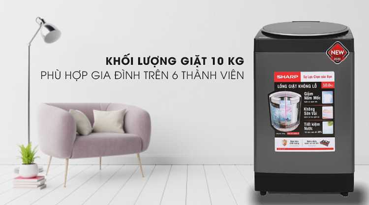 Máy giặt Sharp 10 kg ES-W100PV-H - Chỉ giao HCM