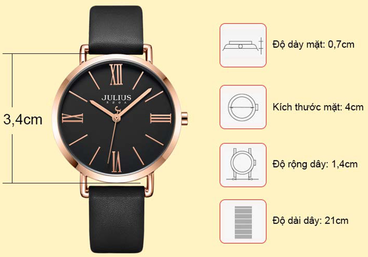 Đồng Hồ Nữ Dây Da Julius JA-1107Le