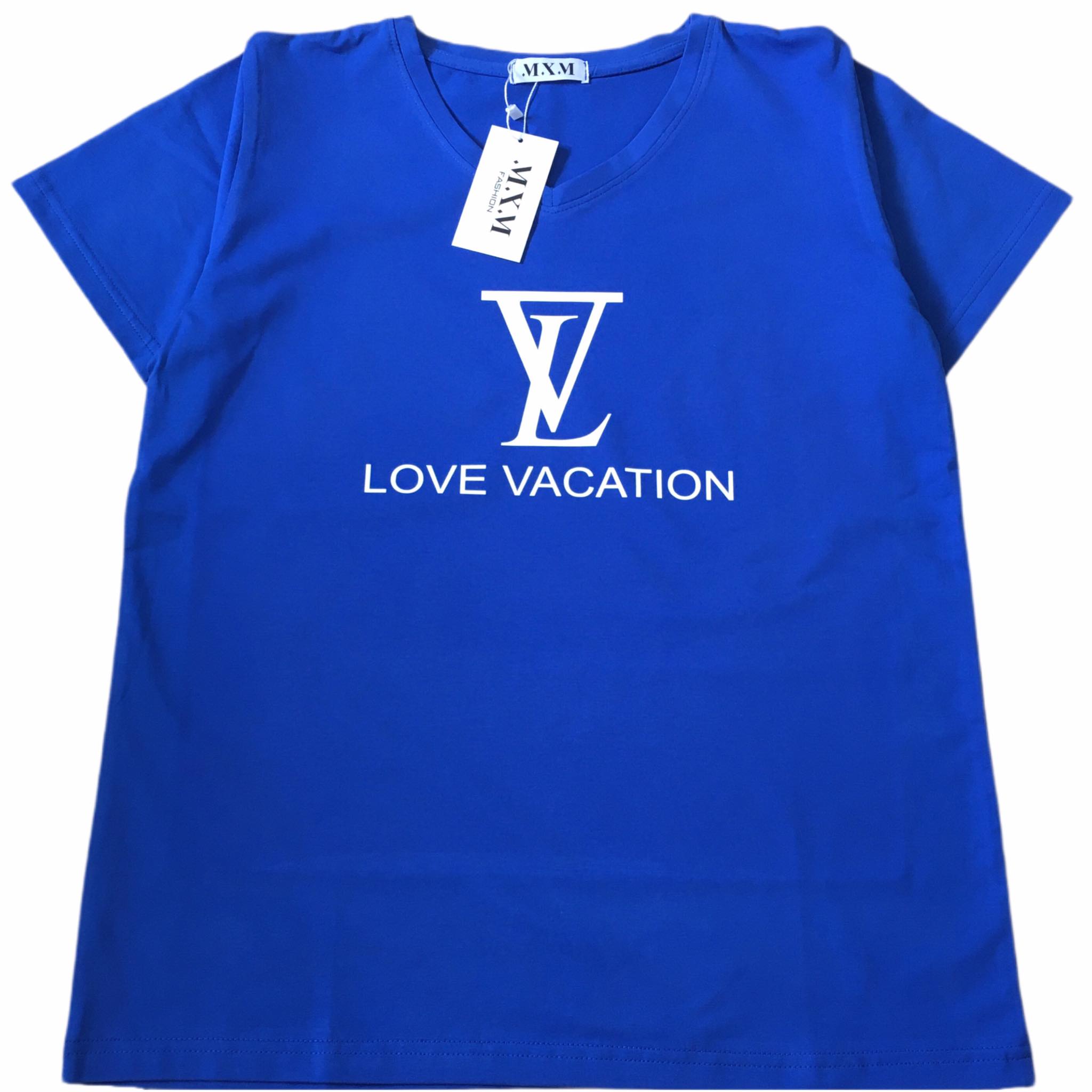 Áo thun nữ MXM form rộng cổ tim in chữ Love Vacation thun 4 chiều từ 45-60kg ( ANU010 )