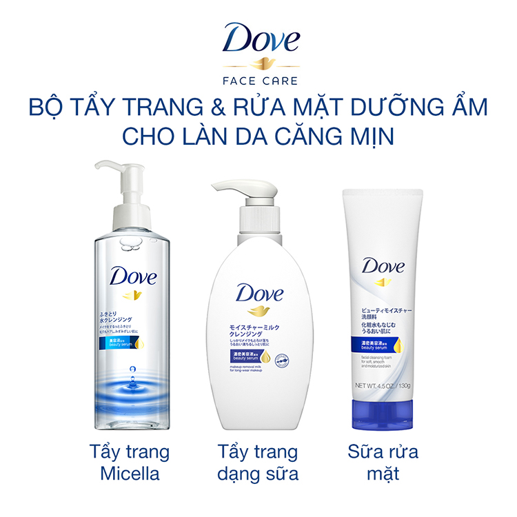 Nước Tẩy Trang Dove Micellar Water Tinh Chất - Serum Cho Da Khô Hoặc Da Thường 235ml