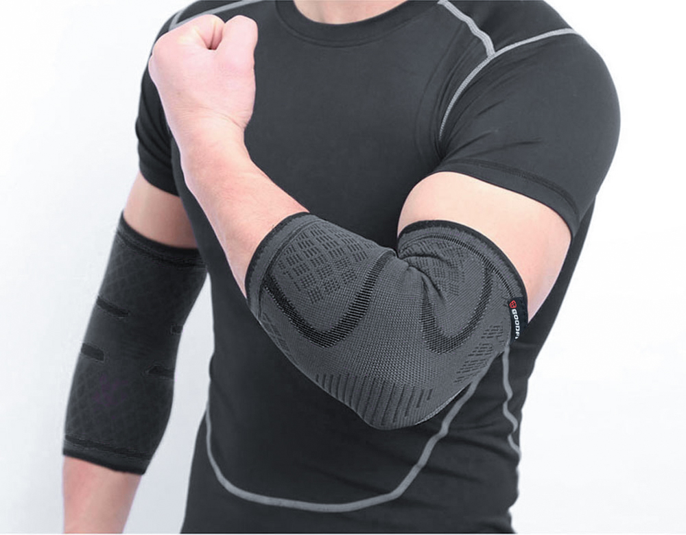 Băng khuỷu tay hỗ trợ bảo vệ khuỷu tay, củi chỏ, vải co giãn đàn hồi, lớp silicon chống trượt thấm hút mồ hôi tốt Goodfit GF402E