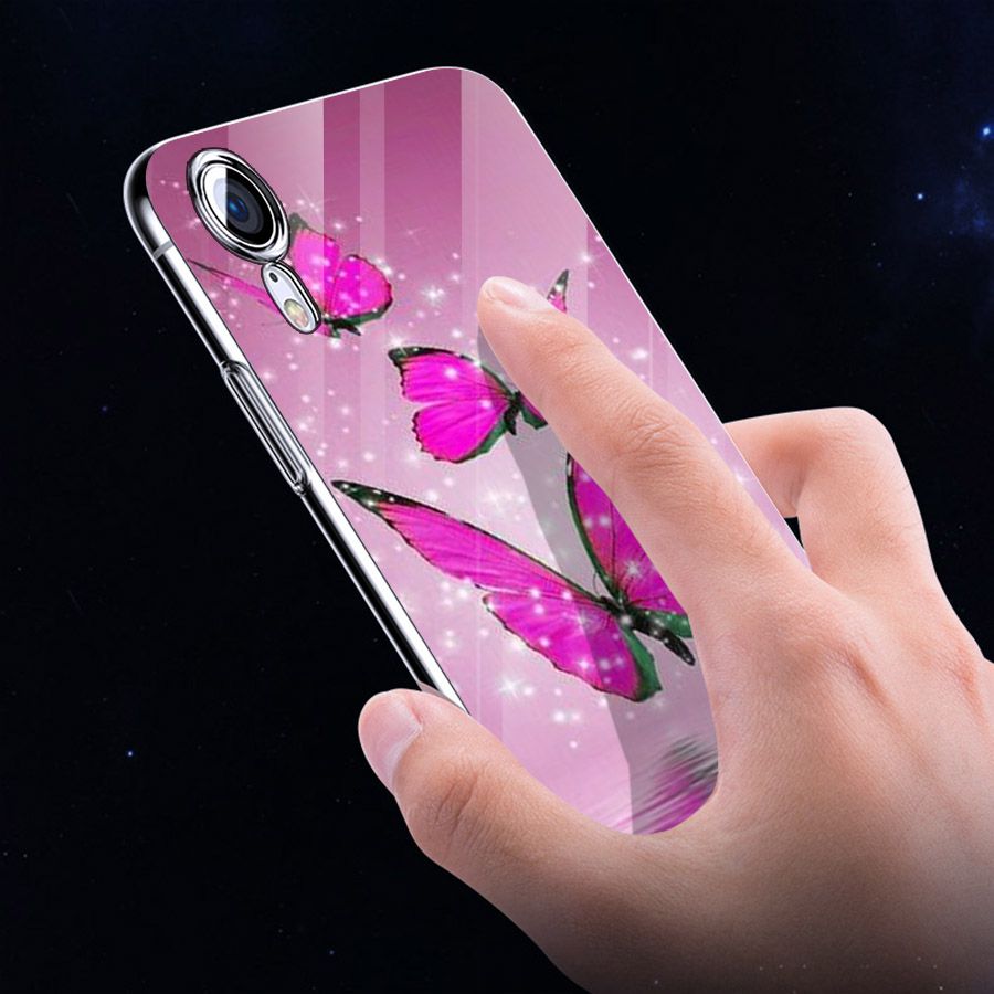 Ốp điện thoại kính cường lực cho máy iPhone XR - bướm đẹp MS BUOMD006