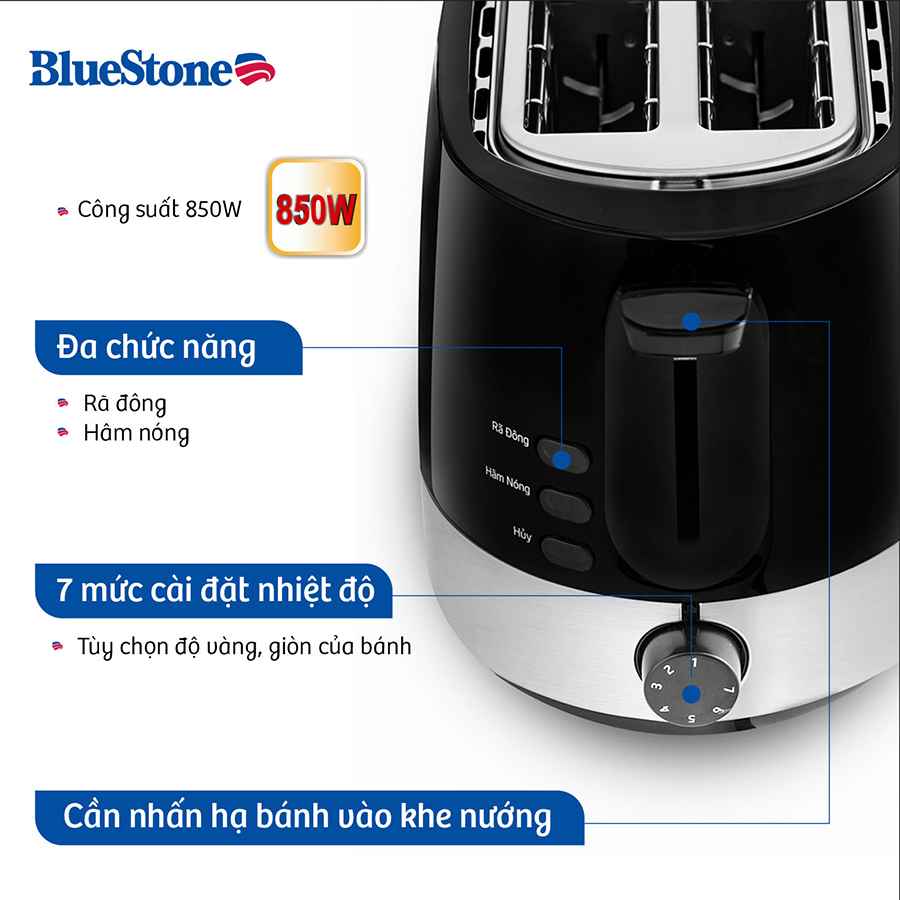 Máy Nướng Bánh Mì Bluestone TTB-2533 (850W)