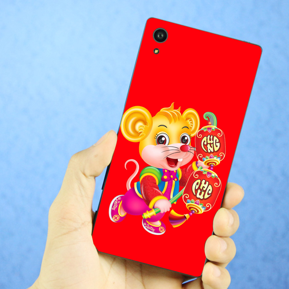 Ốp lưng cứng viền dẻo dành cho điện thoại Sony Xperia X - Chuột cầm đèn lồng vui Xuân MS CCDLVX01