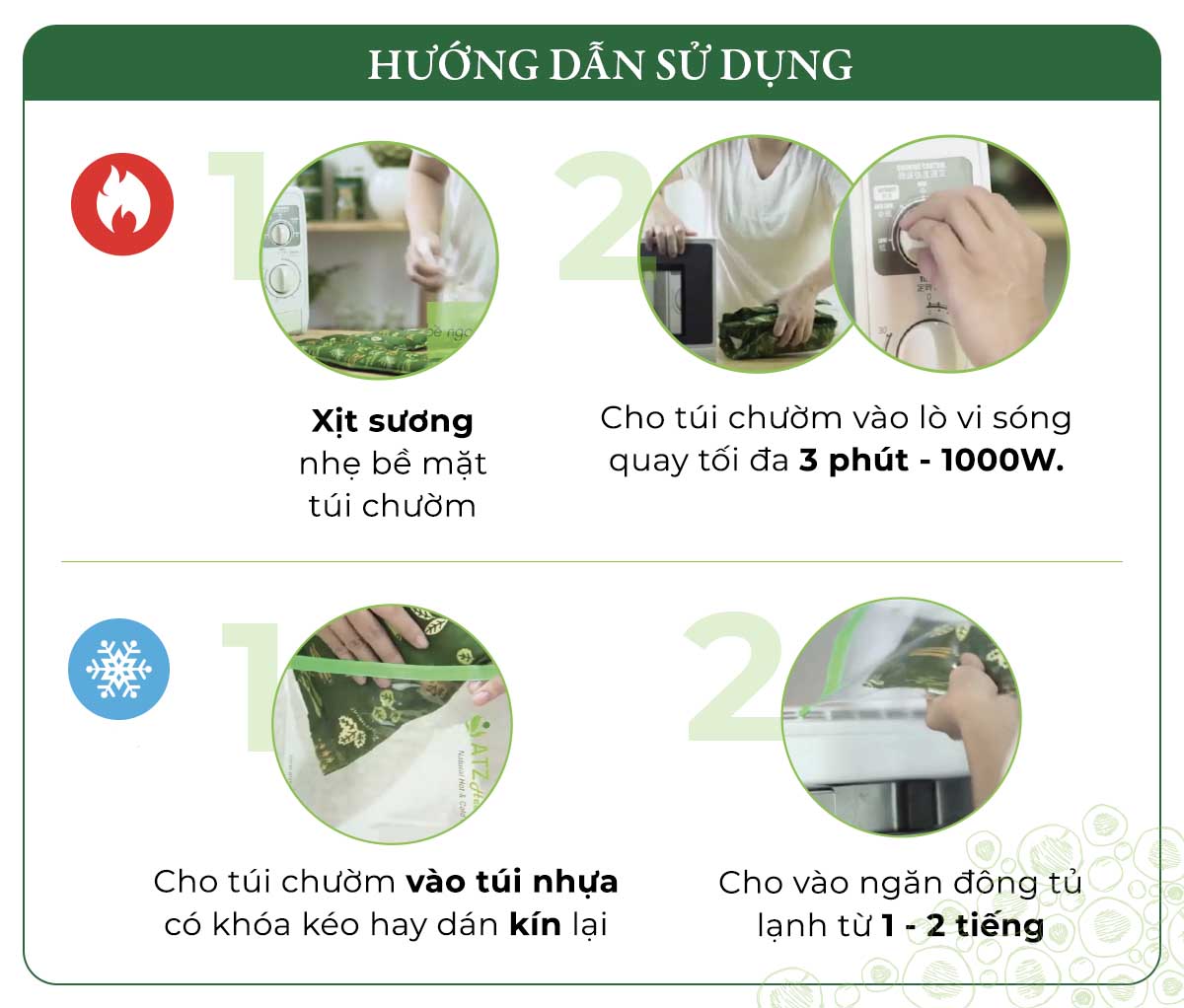 túi chườm lưng thảo dược - atz organic - nóng lạnh đa năng 5