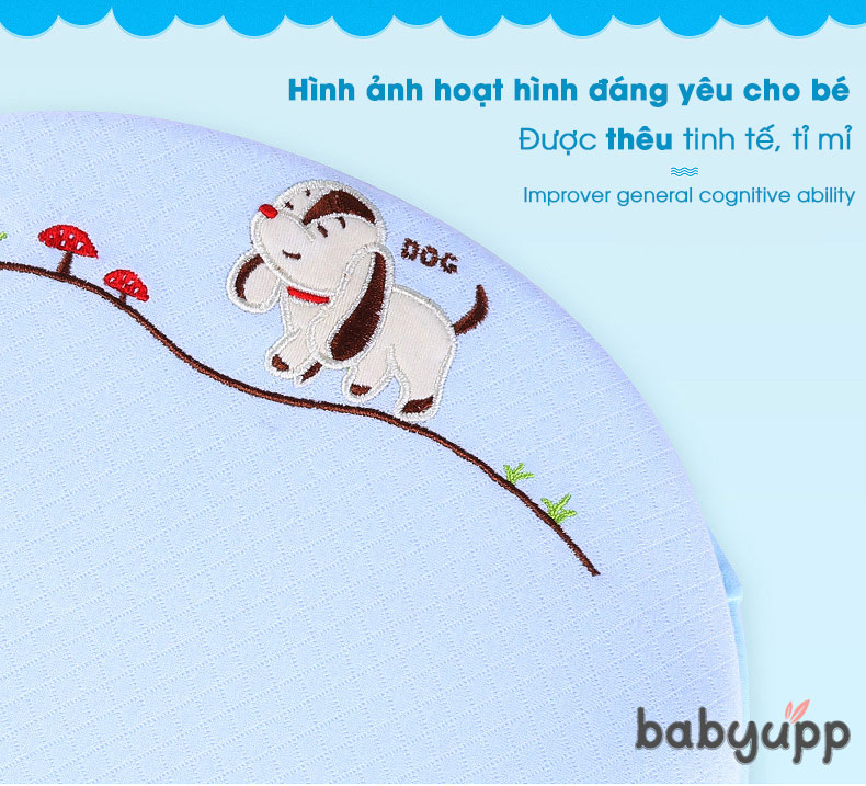 gối chống méo đầu, bẹp đầu babyupp màu vàng gbu0003. tặng kèm cẩm nang chăm sóc bé. gối cao su non đa năng ngăn ngừa còm lưng, nghẹo cổ ở trẻ sơ sinh, em bé 8