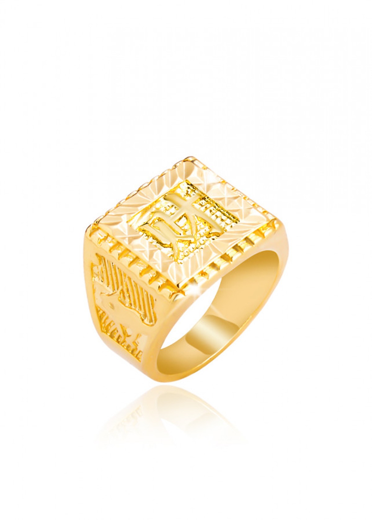Nhẫn Nam Chữ Tài Mạ Vàng 18k - Tặng Kèm Hộp Trang Sức