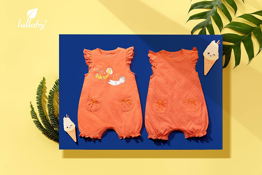 Bộ 2 Áo Liền Quần Romber Bé Gái LullabyBaby NH14-15 – Cam