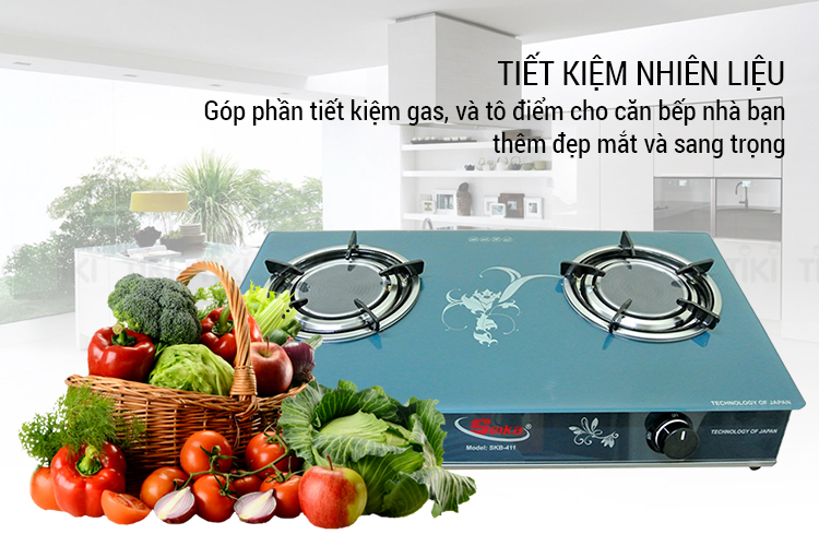 Bếp Gas Đôi Mặt Kính Sen Hồng Ngoại Seika SKB411 - Hàng Chính Hãng