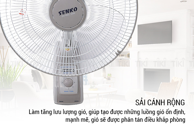 Quạt treo tường 2 dây SENKO TC1626 - Hàng Chính Hãng