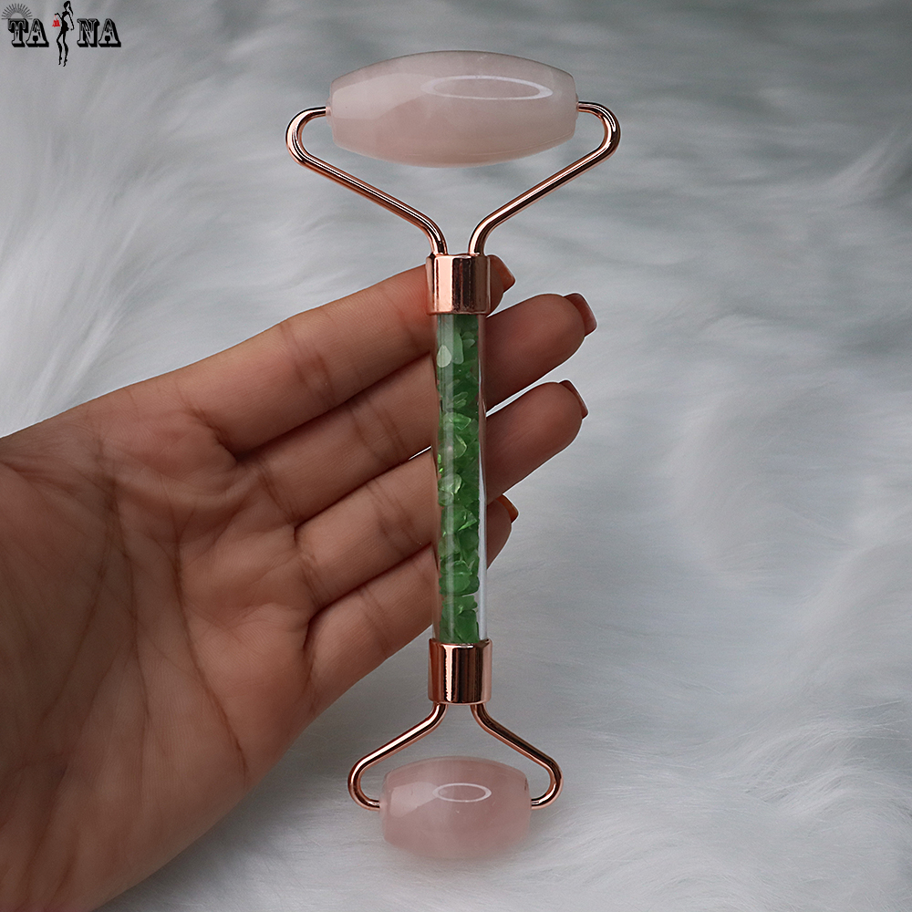 Cây lăn massage mặt đá thạch anh hồng thiên nhiên