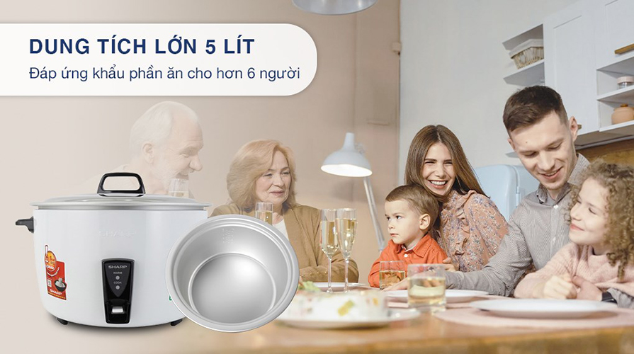 Nồi Cơm Điện Nắp Rời Sharp KSH-D55V (5L) - Trắng - Hàng chính hãng