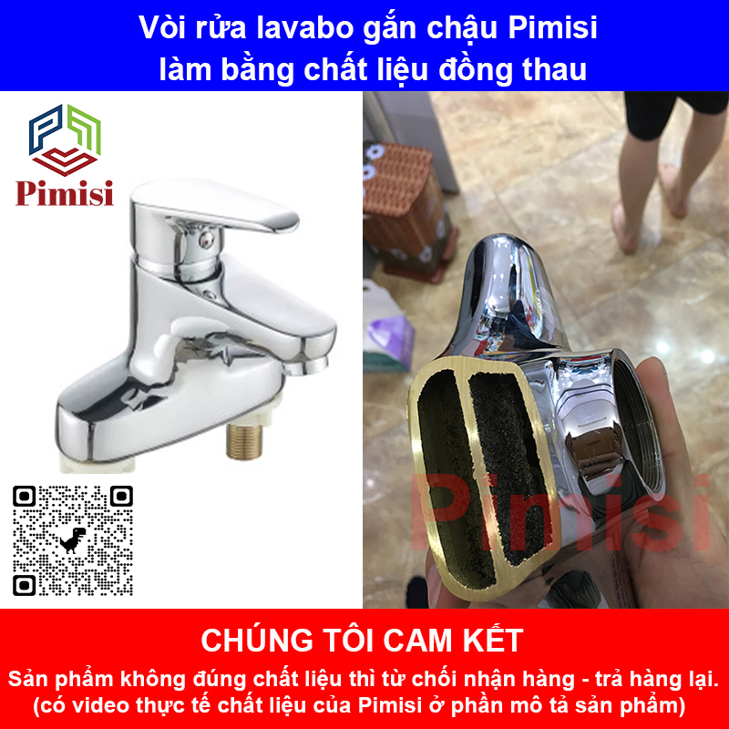 Chất liệu vòi rửa lavabo Pimisi PV-203C bằng đồng thau