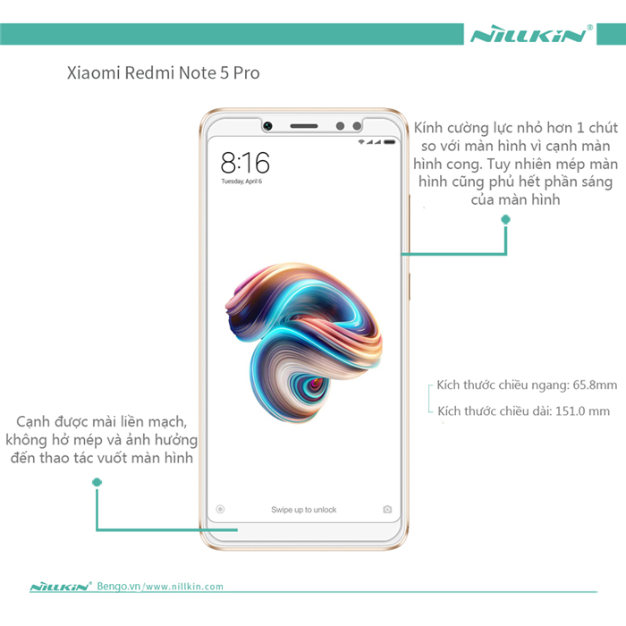 Kính cường lực Xiaomi Redmi Note 5 Nillkin Amazing H + PRO
