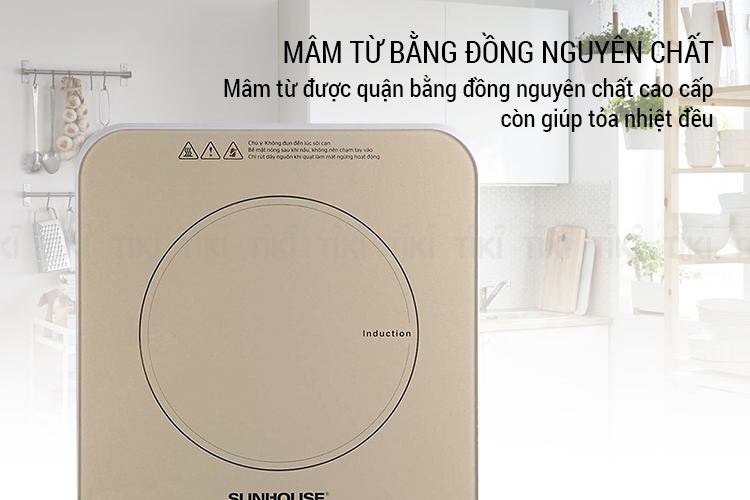 Bếp Điện Từ Cảm Ứng Sunhouse Mama SHD6868 (2000W) - Kèm Nồi Lẩu - Hàng Chính Hãng