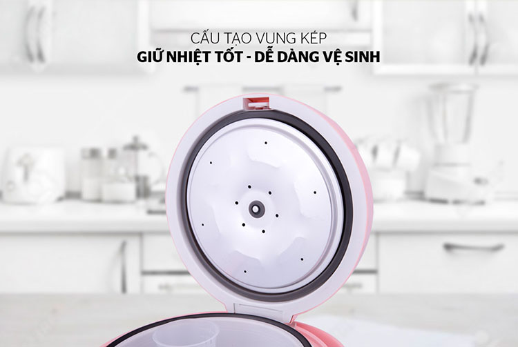 Nồi cơm điện nắp gài Sunhouse Happy Time HTD8521P (1.8 Lít) - Hồng - Hàng chính hãng