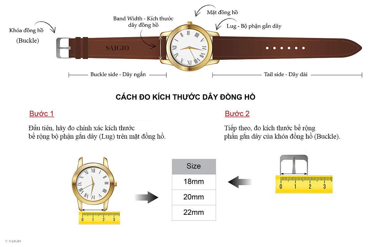 Dây Đồng Hồ Da Bò Cao Cấp, Kiểu VINTAGE THREAD Phẳng Mỏng, Mặt Lót Chống Thấm Mồ Hôi, Tích Hợp Lớp Gia Cố Chống Giãn Đặc Biệt, Phụ Kiện Khóa và Chốt Bằng Thép Không Gỉ 316L - Hàng Chính Hãng SAIGIO