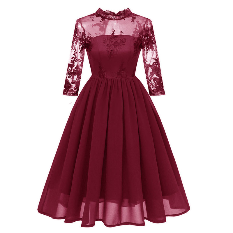 2019 Fashion Luxury Women Applique Dresses Elegant O-Neck Female Party Prom Dress Ball Gown