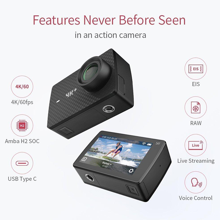 Camera Hành Động Yi Action 4K+ Quốc Tế (Đen) - Hàng chính hãng