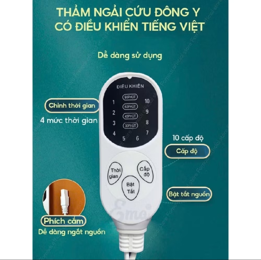 Thảm Ngải Cứu Điện, Đệm Sưởi Ngải Cứu Đông Y Hỗ Trợ Đau Vai Gáy, Đau Lưng Nhức Mỏi Xương Khớp