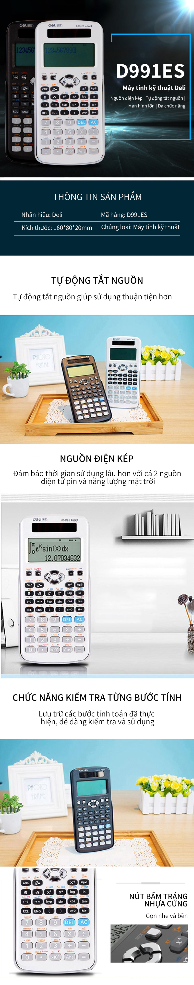 Máy Tính Khoa Học Deli D991ES (Được Phép Mang Vào Phòng Thi)