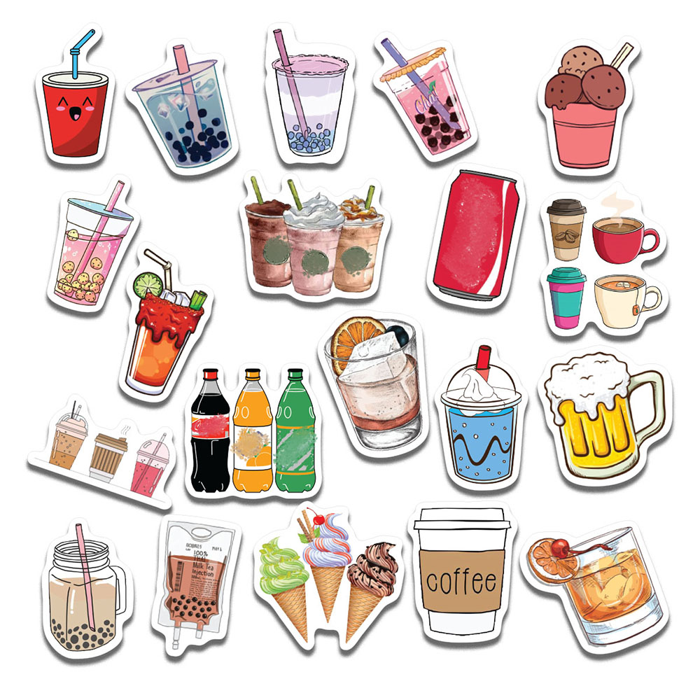 Sticker Drinks Chủ Đề Cà Phê Trà Sữa Đồ Uống Cute