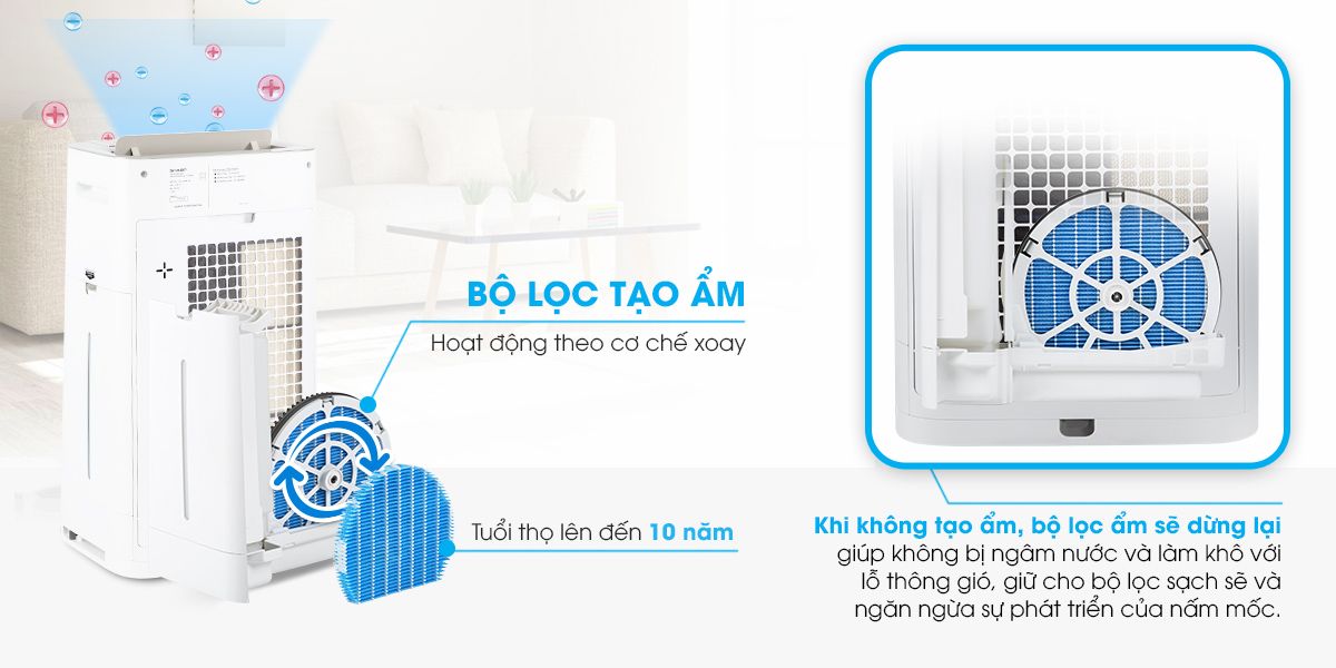 Máy lọc không khí và tạo ẩm Sharp KC-G40EV-W