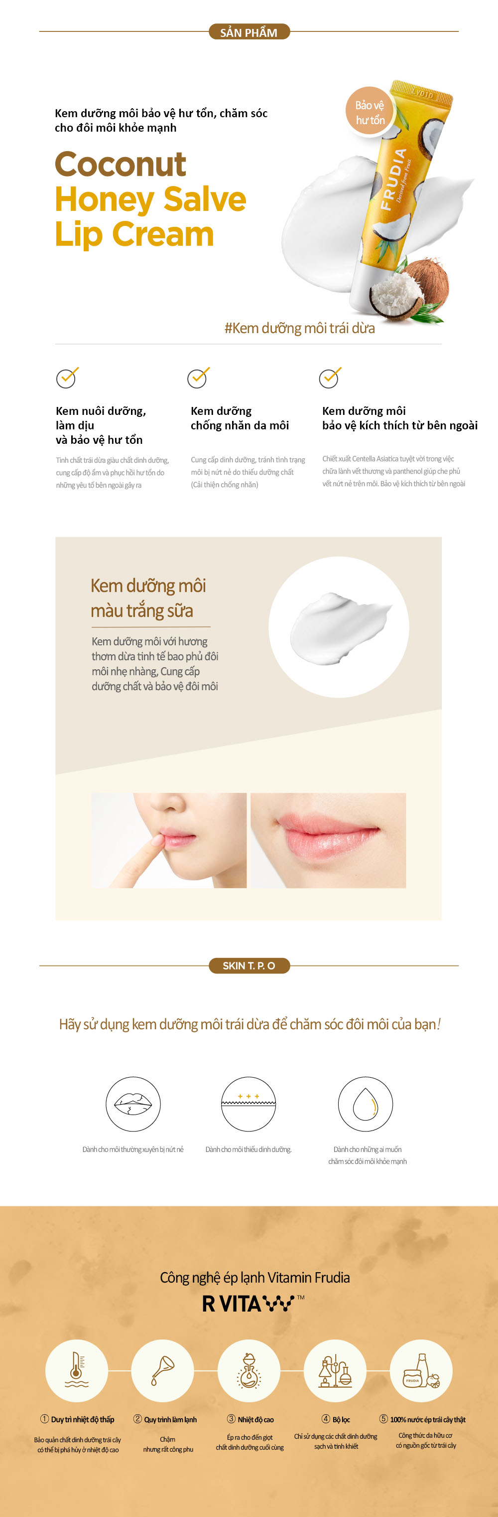 Dưỡng Ẩm Môi Frudia Coconut Honey Salve Lip Cream Mật Ong Chiết Xuất Dừa (10g)