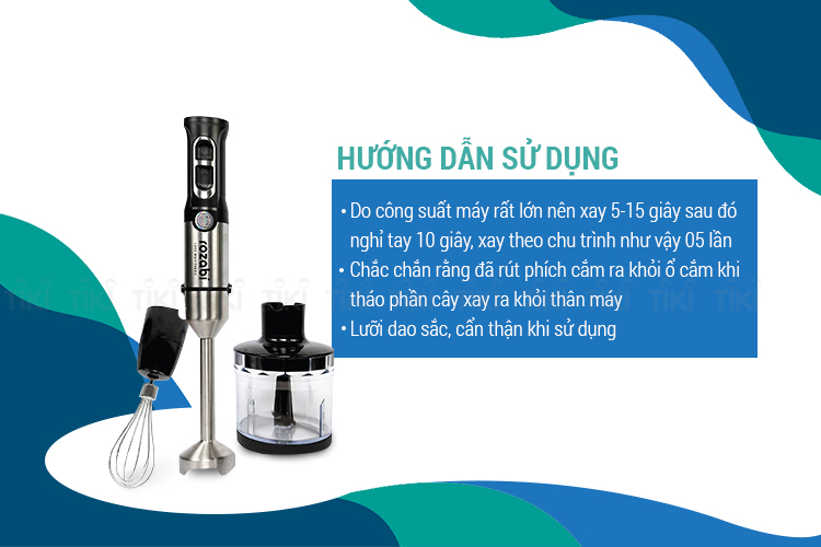 Máy Xay Cầm Tay Đa Năng Lưỡi Kép, Chống Rung Tay Cầm Rozabi 1000W Plus