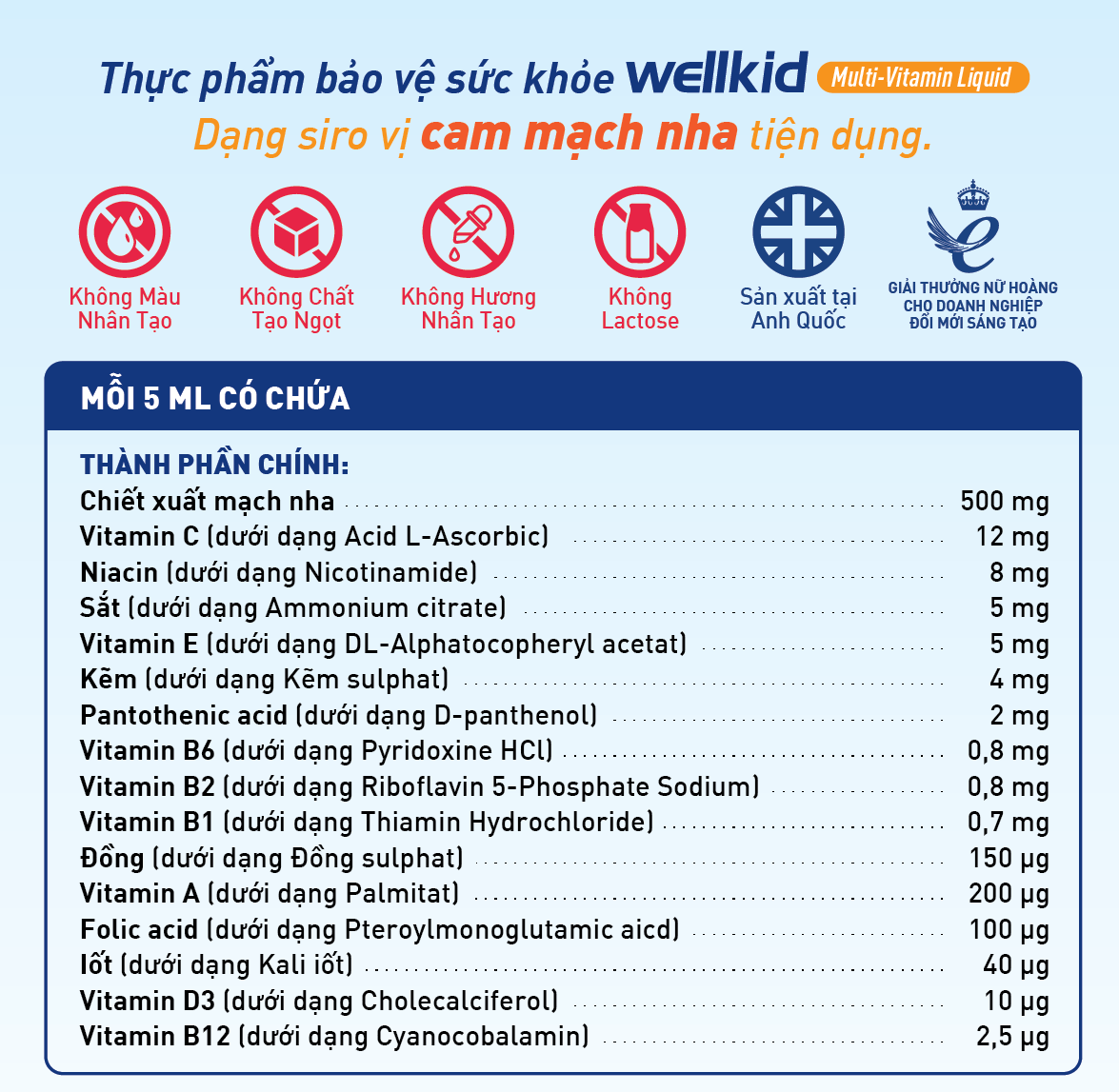 Thực phẩm bảo vệ sức khỏe WELLKID Multi-Vitamin Liquid Hỗ trợ Nâng cao sức đề kháng - HÀNG CHÍNH HÃNG - CÓ TEM CHÍNH HÃNG - Chai 150 ml - KÈM QUÀ TẶNG 5