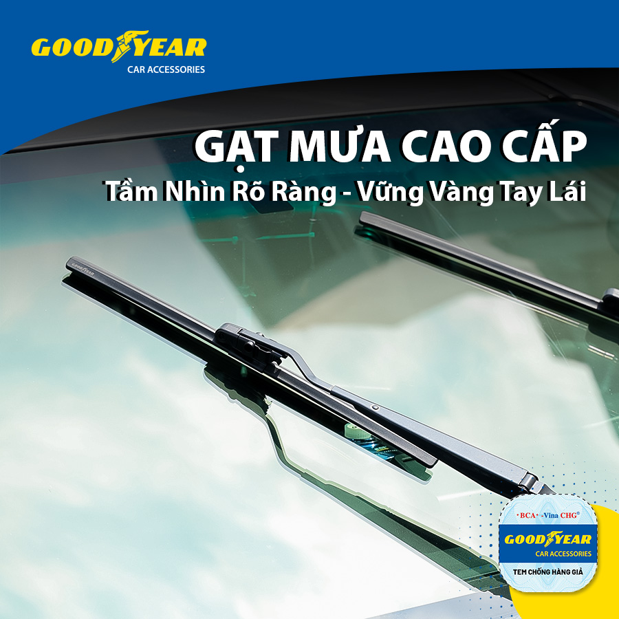 Gạt Mưa Không Xương GOODYEAR Chân Cài Đa Năng (Đầu A, B) Lắp Được Nhiều Dòng Xe Đặc Biệt - Nhập Khẩu Chính Hãng