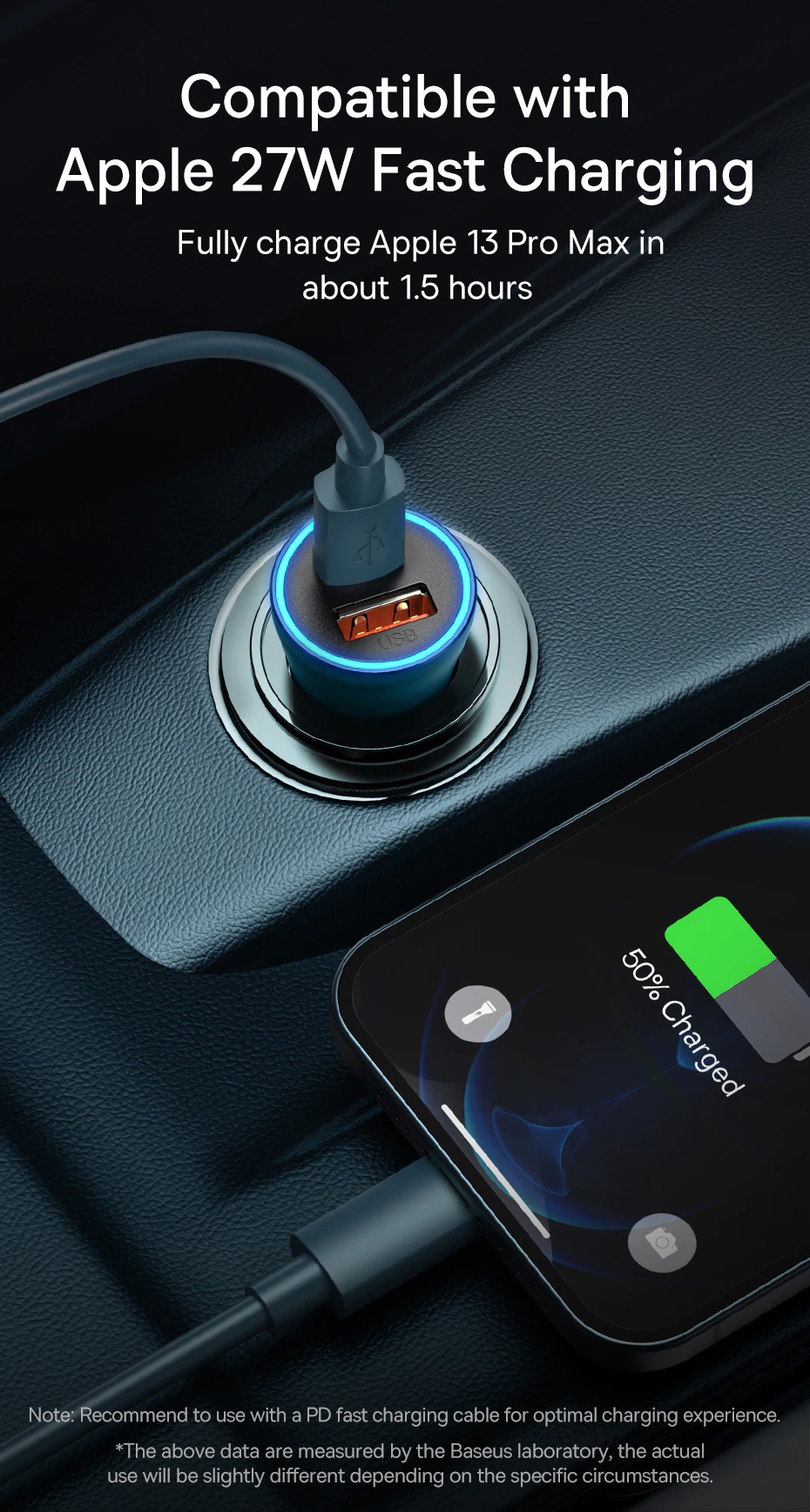 Tẩu Sạc Ô Tô Baseus Golden Contactor Max Dual Fast Charger Car Charger 60W - Hàng Chính Hãng