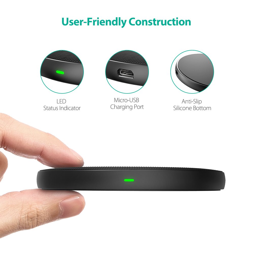 Đế Sạc Không Dây RAVPower RP-PC083 5W Chuẩn Qi (Không Kèm AC Adapter) - Hàng Chính Hãng